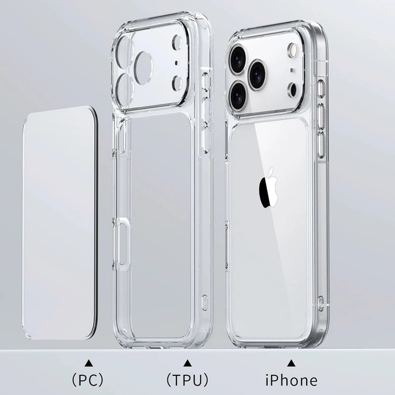 Clear Shockproof iPhone 17 Case – Full Camera Protection Slim PC + TPU Cover (17 / Air / Pro / Pro Max)