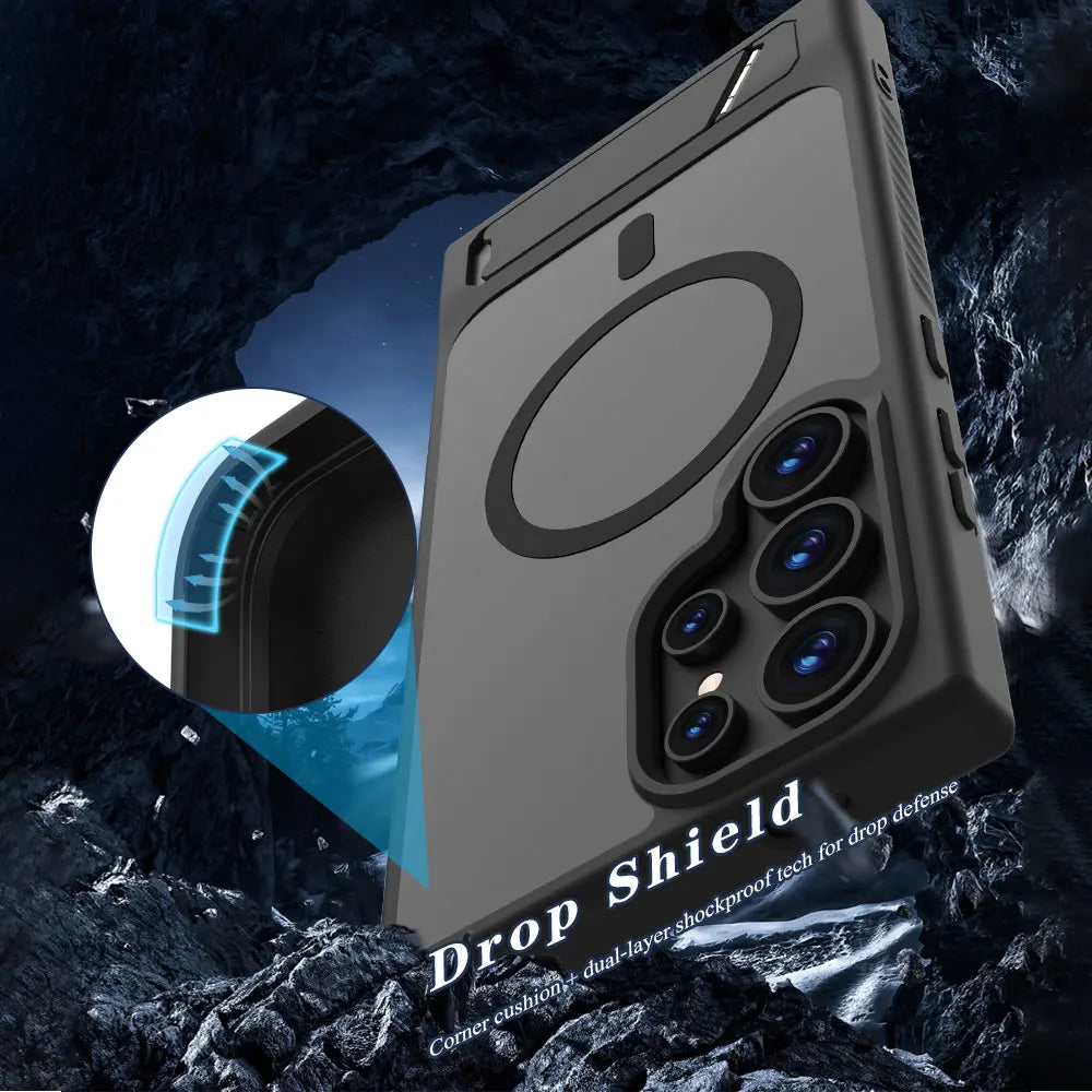 Lereach Magnetic Stand Case for Samsung Galaxy S25/S24 Series – Shockproof Drop Protection with Adjustable Kickstand