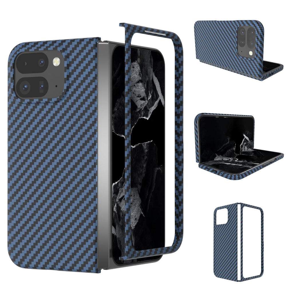 Carbon Fiber Pattern Folding Case Google Pixel 9 Pro Fold Ultra Thin Skin Frosted Shockproof Folding Protective Cover