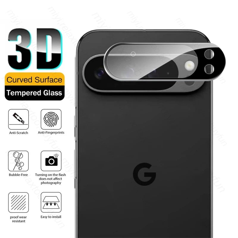 3-Pack 3D Curved Tempered Glass Camera Lens Protector for Google Pixel 9/9 Pro/9 Pro XL/9a & Pixel 10/10 Pro XL – Full Coverage