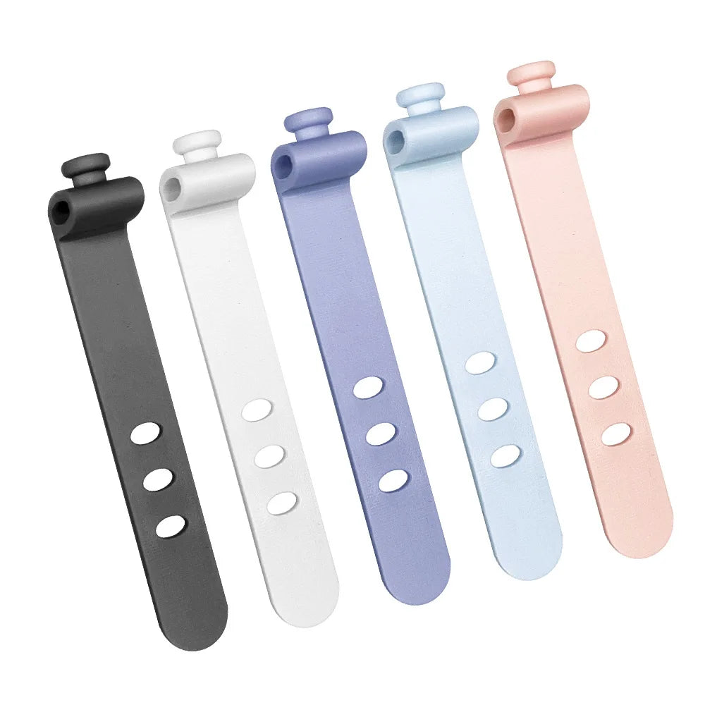 Phone Cable Organizer – 3-Hole Earphone & Charger Cord Management Clips, Data Line Winder Straps