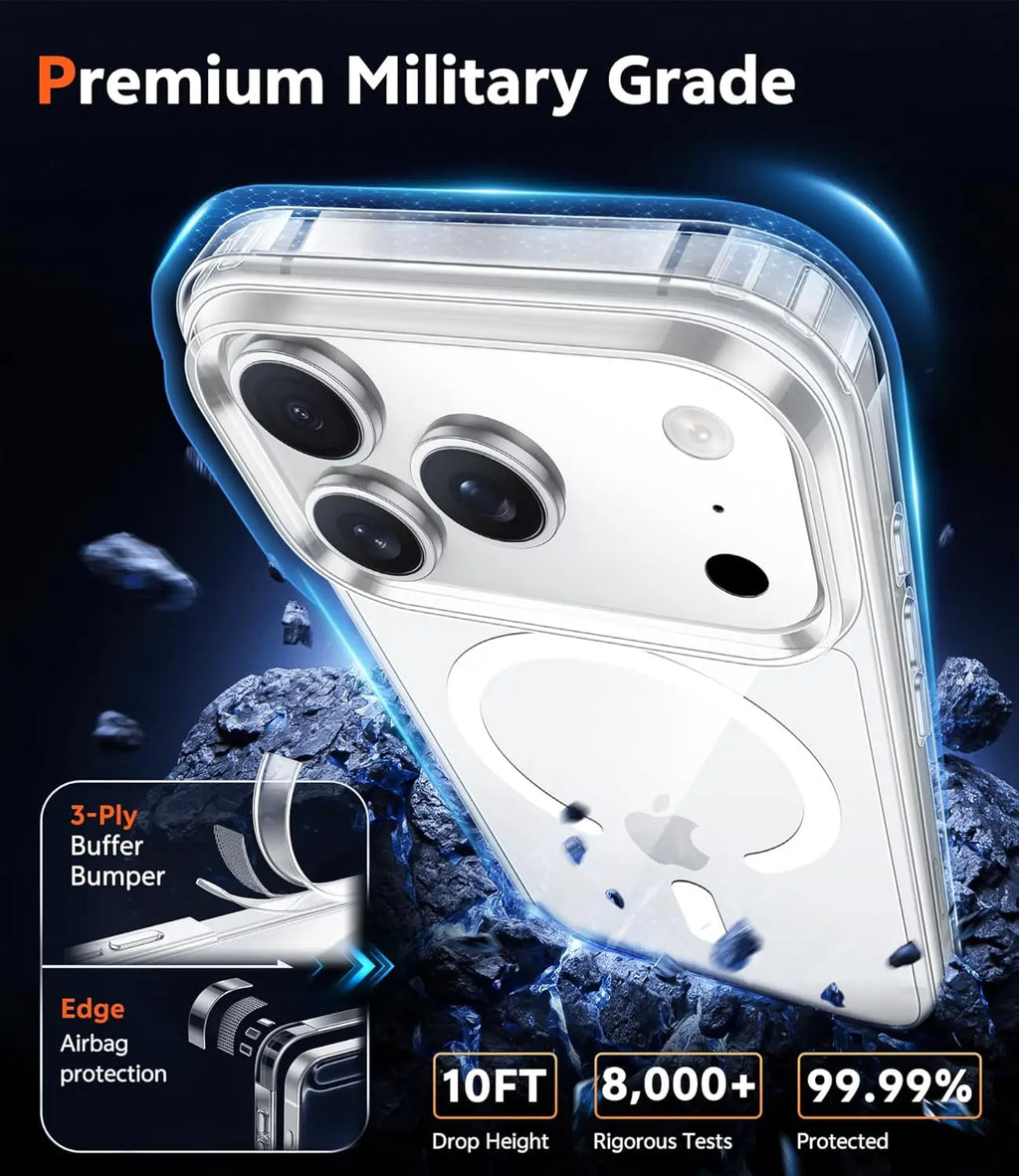 Clear For iPhone 17 Pro Max Magsafe Phone Case Screen Protector Military Grade Protection For iPhone 17 Air Cover