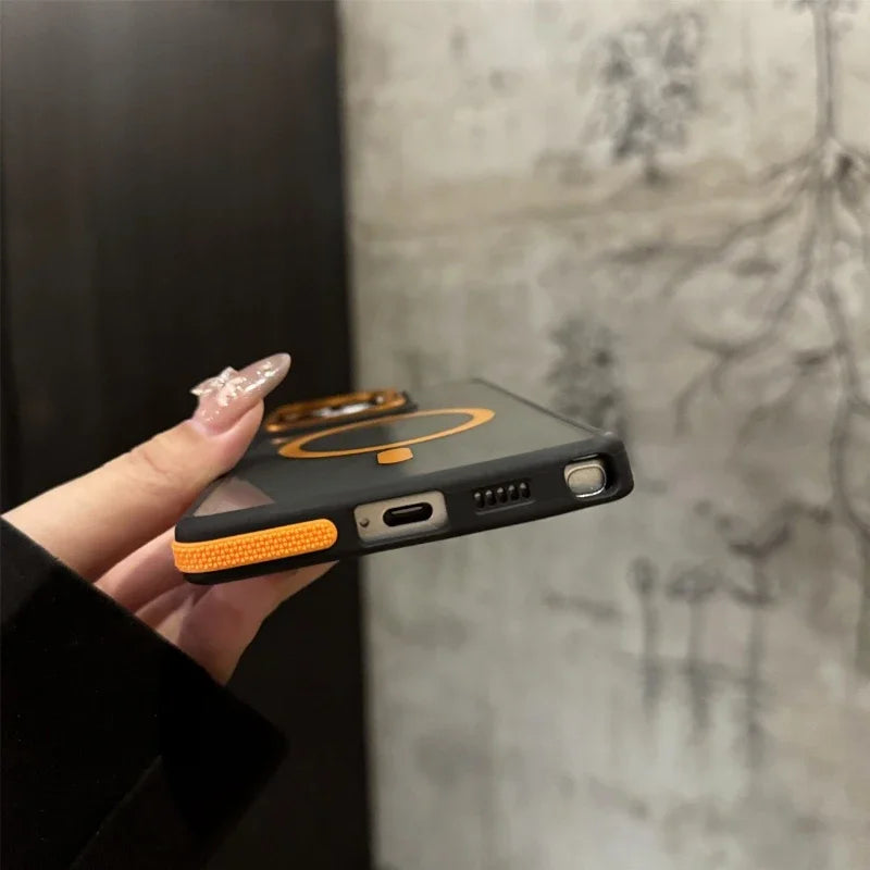 MagSafe Magnetic Stand Case with Metal Lens Protection for Samsung Galaxy S25/S24/S23/S22 Ultra & Plus – Shockproof Bumper Cover