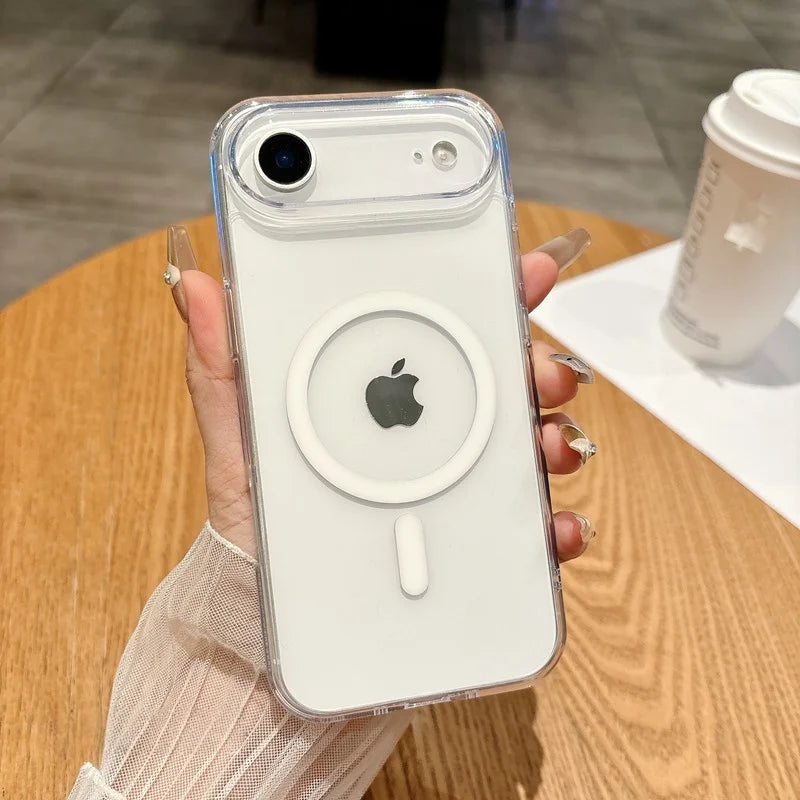 Original For Magsafe Magnetic Case For iPhone 17 Air 16 15 14 13 12 11 Pro Max Plus Mini 16E Wireless Charge Clear Arylic Cover
