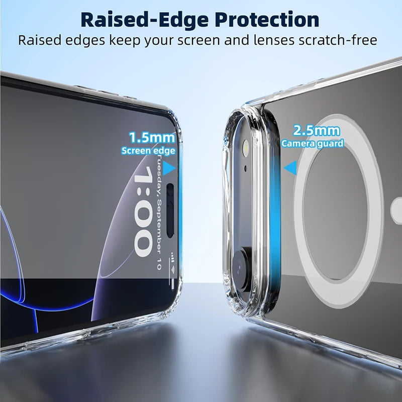 Luxury Magnetic Magsafe Case For iPhone 17Air 16E 15 14 13 12 11 Pro Max Plus Hybrid Hard Acrylic Cover Transparent Shell Coque
