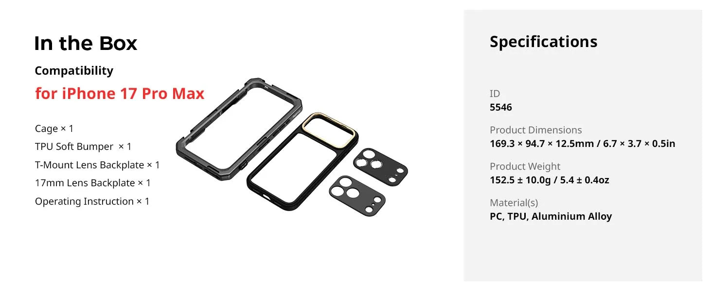 SmallRig iPhone 17 Pro / Pro Max Phone Cage – Professional Mobile Video Rig (Basic Edition)