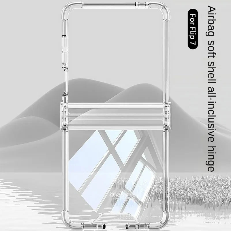 All-Inclusive Shockproof Case for Samsung Galaxy Z Flip 7/6/5/FE – Transparent Hinge Protective Cover with Anti-Drop Corners