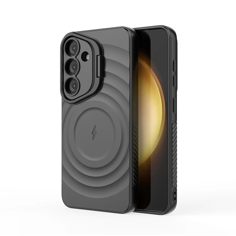 Magnetic Wireless Charging Case for Samsung Galaxy S25 Ultra/S25+ – Shockproof Protective Stand Cover