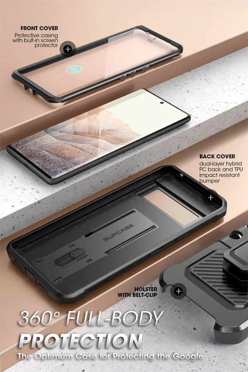 SUPCASE UB Pro Rugged Case for Google Pixel 7 (2022) – Full-Body Shockproof Cover with Kickstand, Holster & Screen Protector
