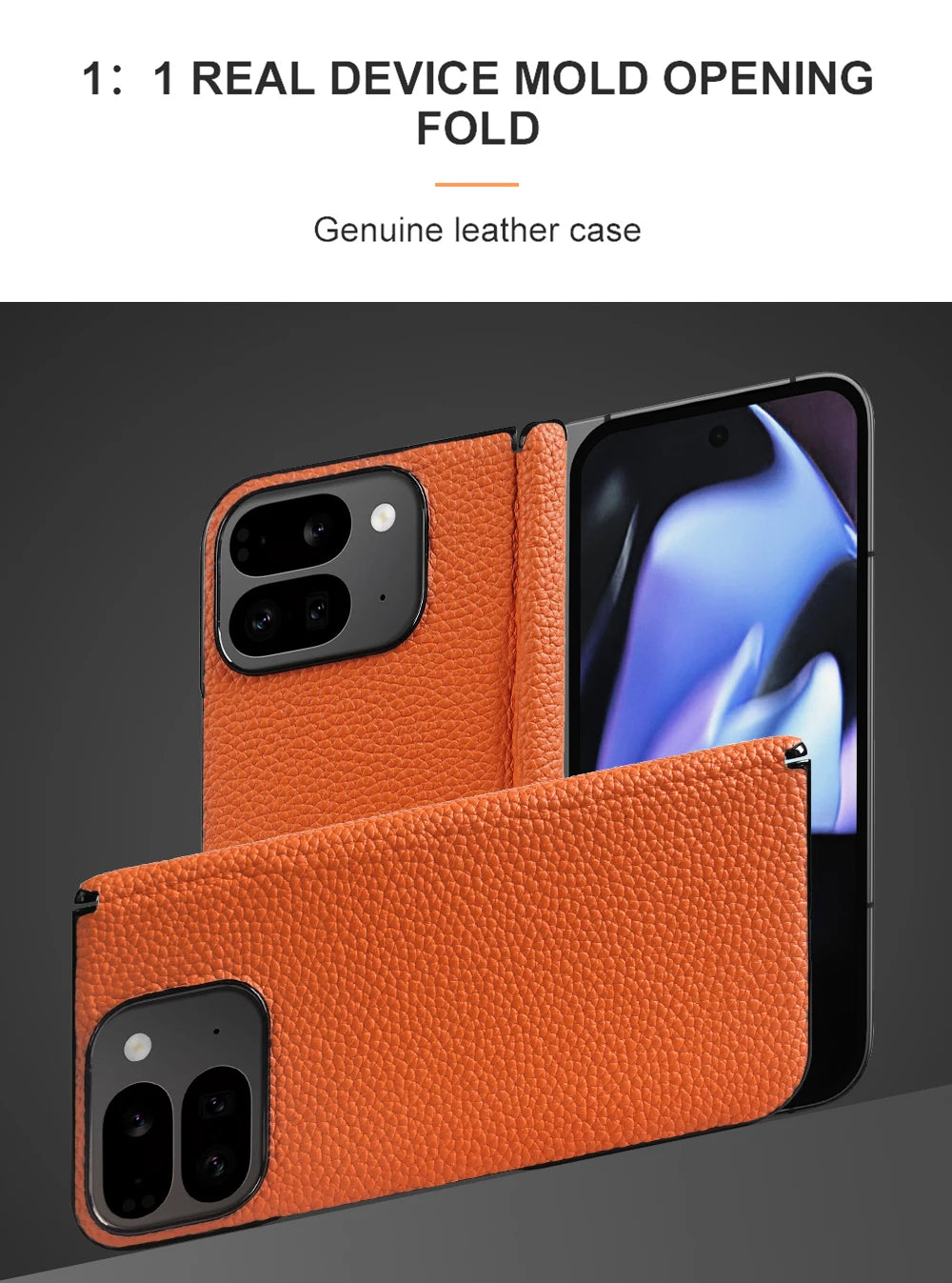 For Google Pixel 9 Pro Fold Case Genuine Leather Cover Pixel 9Pro Fold Capa Protective Etui Back Coque Carcasa without front