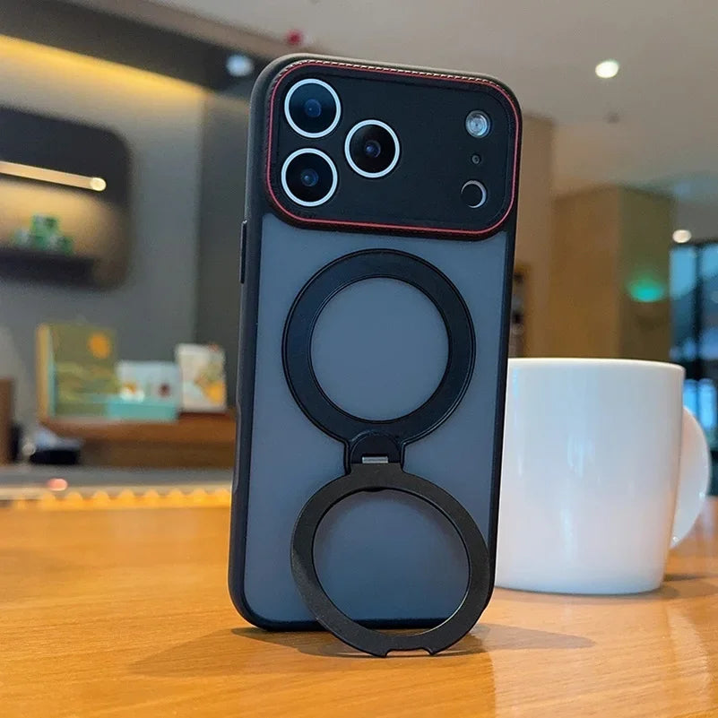 For IPhone 17 16 15 Pro Max AIR Case Luxury Ultra-thin Skin-Friendly Metal Magnetic Ring Holder Shockproof Protection Hard Case