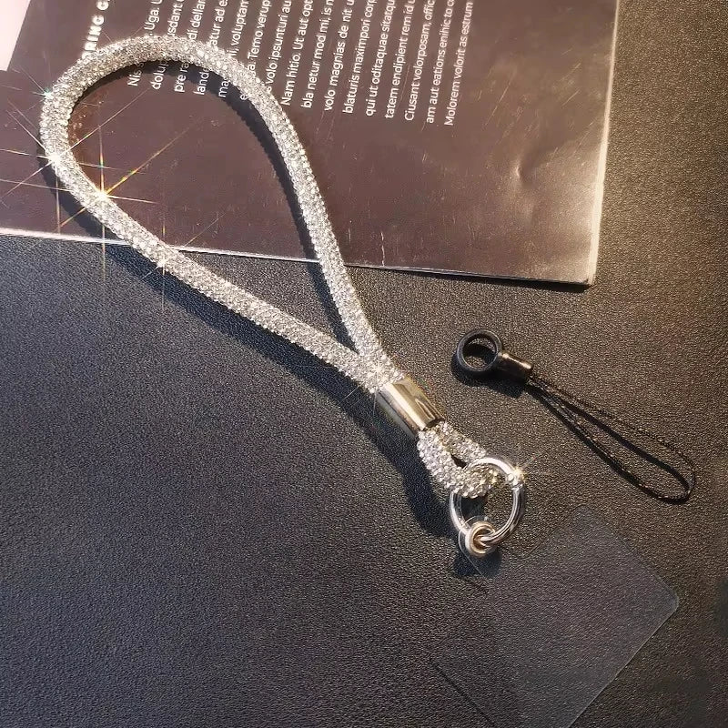 INS Glitter Phone Lanyard – Crystal Wrist Strap Keychain, Anti-Loss Hanging Cord for iPhone & Samsung (Universal)