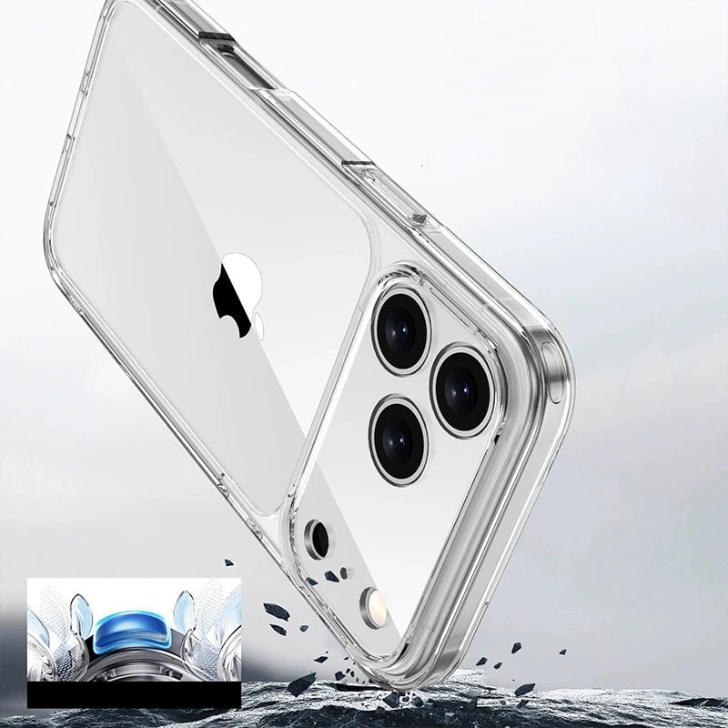 Clear Shockproof iPhone 17 Case – Full Camera Protection Slim PC + TPU Cover (17 / Air / Pro / Pro Max)
