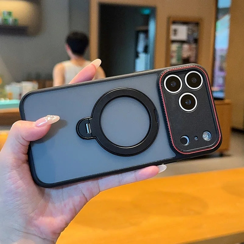 For IPhone 17 16 15 Pro Max AIR Case Luxury Ultra-thin Skin-Friendly Metal Magnetic Ring Holder Shockproof Protection Hard Case