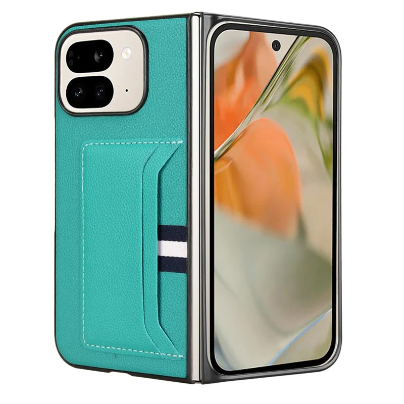 For Google Pixel 9 Pro Fold Case Luxury PU Leather Card Slots Hard Back Cover For Google Pixel 9 Pro Fold Phone Case
