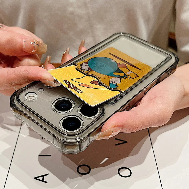 For iPhone 17 Air Case Clear TPU Silicone Card Holder Phone Cover For iPhone 17 Pro Max 13 14 12 11 16E Funda iPhone 16 Pro Max