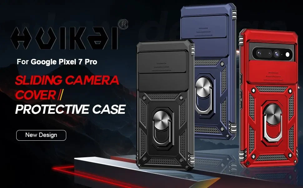 Slide Camera Lens Armor Case for Google Pixel 10 Pro XL/10/9/9 Pro/8 Pro/8A – Magnetic Ring Kickstand Military Shockproof Cover