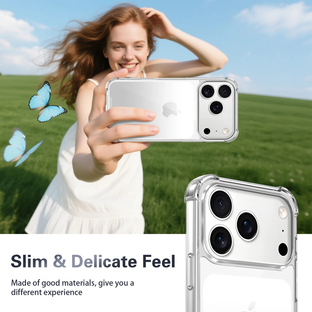 Luxury Transparent Anti-Shock iPhone Case – Compatible with iPhone 17, 16, 15, 14, 13, 12 & 11 (Air/Pro/Pro Max)