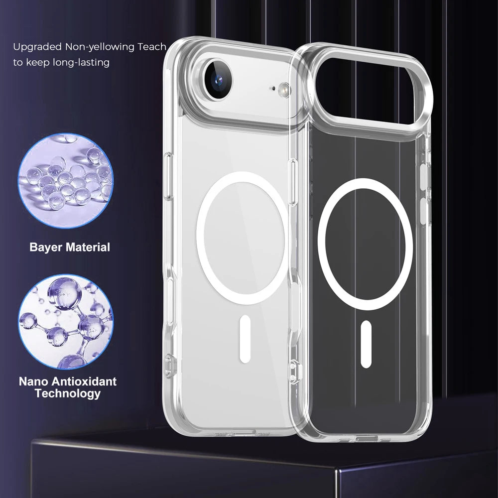 KEYSION Magnetic Transparent Case for MagSafe for iPhone 17 Air 17 Soft TPU+PC Wireless Charging Shockproof Phone HD Clear Cover