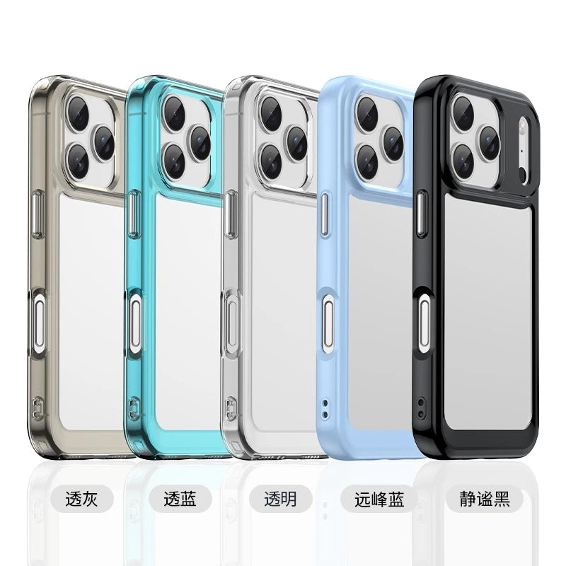 For iphone 17 Pro Case For iphone 17 Air 16 15 Pro Max Cover Coque Funda Hard Translucent Soft TPU Edge Clear Case iphone 17 Pro