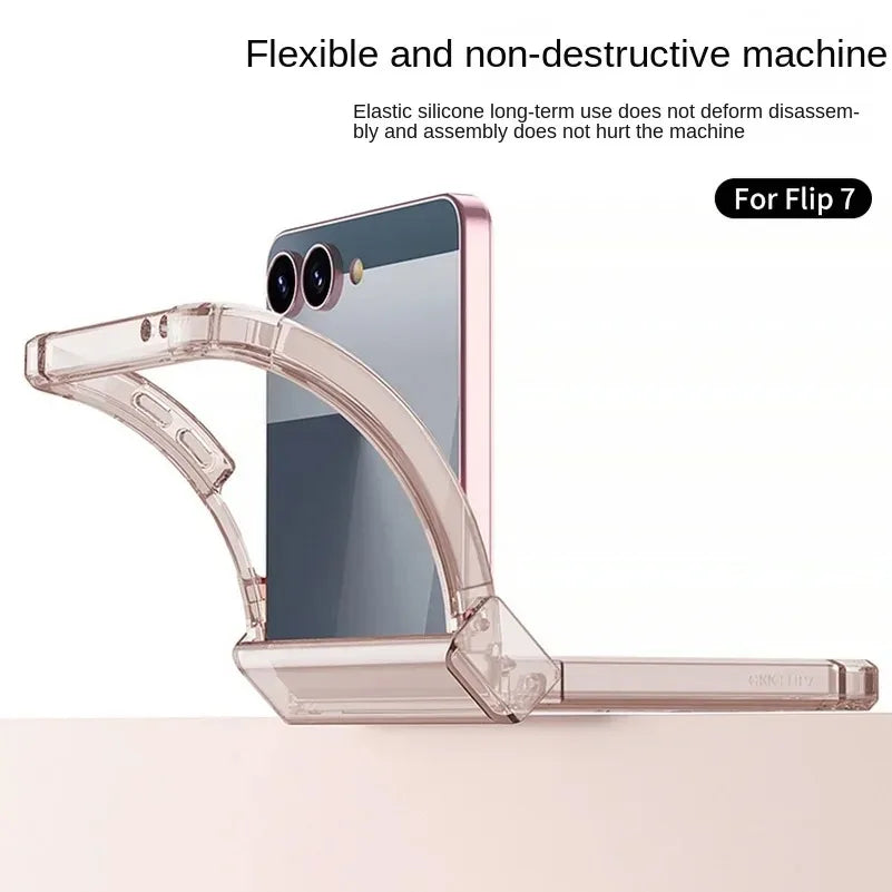All-Inclusive Shockproof Case for Samsung Galaxy Z Flip 7/6/5/FE – Transparent Hinge Protective Cover with Anti-Drop Corners