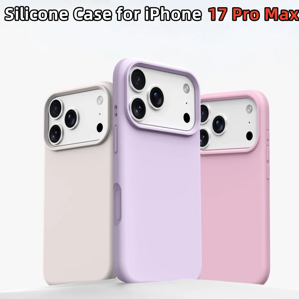 Official Liquid Silicone iPhone Case – Candy Colour Matte Soft Cover with Camera Button Protection (17 / Air / Pro Max / 16 Plus)