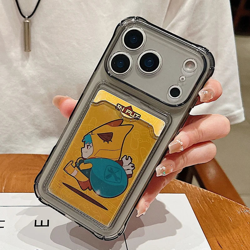For iPhone 17 Air Case Clear TPU Silicone Card Holder Phone Cover For iPhone 17 Pro Max 13 14 12 11 16E Funda iPhone 16 Pro Max
