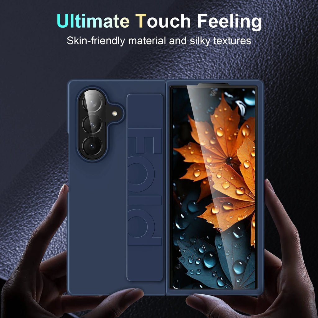 Luxury Ultra-Thin Matte Wrist Strap Case for Samsung Galaxy Z Fold 7/6/5/4/3 – Shockproof Silicone Hard Back Cover
