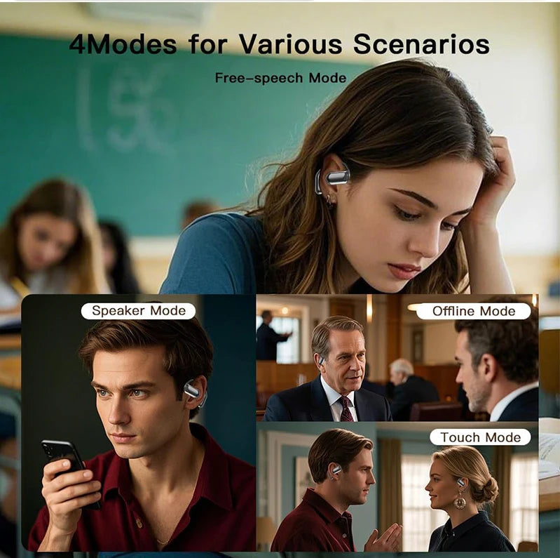 UYUXIO AI Translation Earbuds with LCD Touch – Real-Time 144 Language Translator Wireless Open-Ear Headphones for Travel & Business