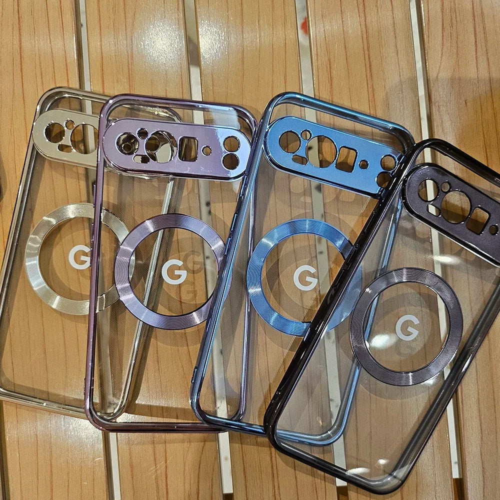 Clear Electroplating Magsafe Case for Google Pixel 10/9/8/7 Pro XL & A-Series – Shockproof Wireless Charging Cover