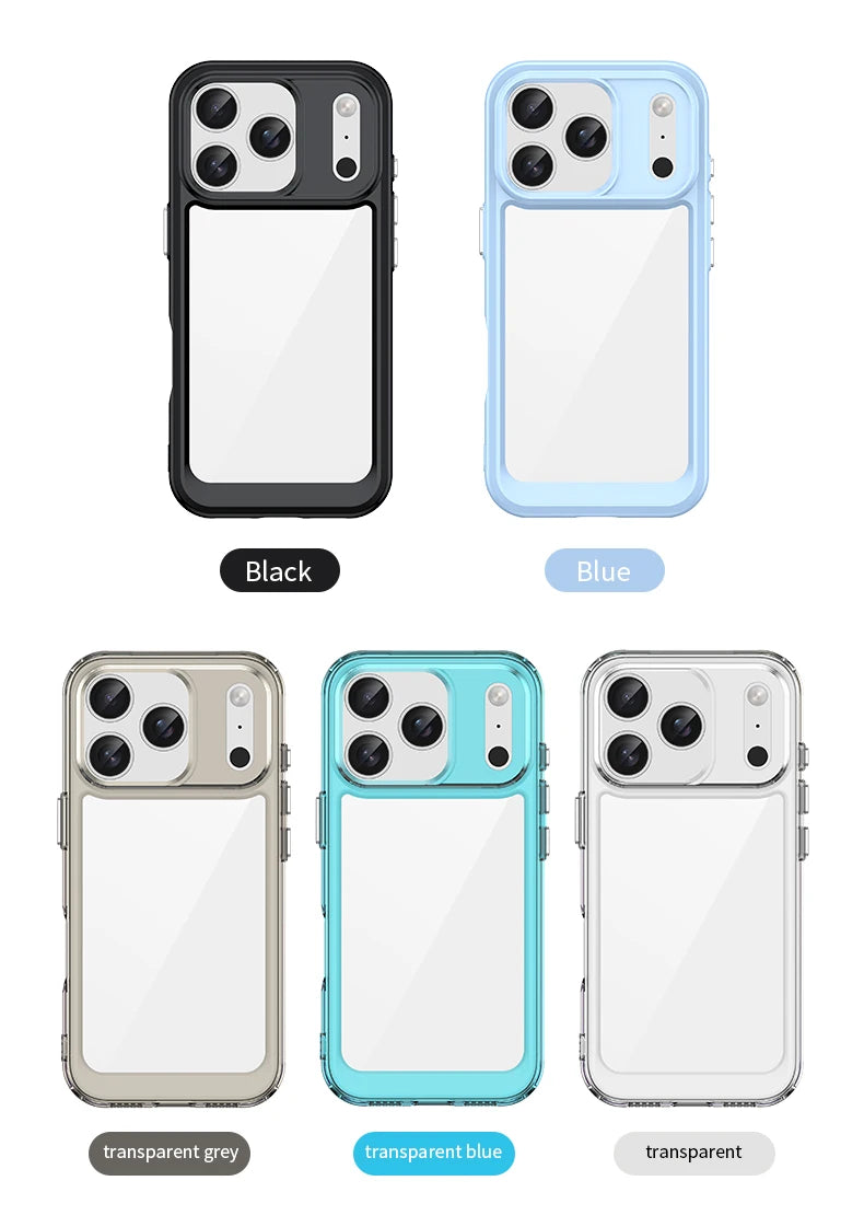 For iphone 17 Pro Case For iphone 17 Air 16 15 Pro Max Cover Coque Funda Hard Translucent Soft TPU Edge Clear Case iphone 17 Pro