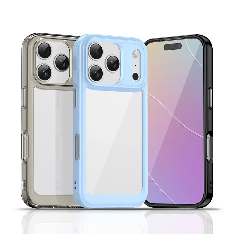 For iphone 17 Pro Case For iphone 17 Air 16 15 Pro Max Cover Coque Funda Hard Translucent Soft TPU Edge Clear Case iphone 17 Pro