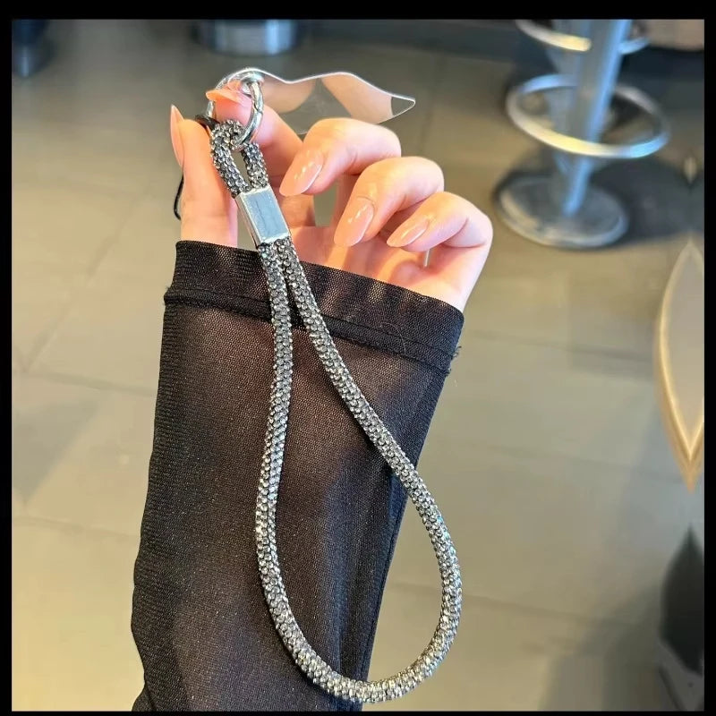 INS Glitter Phone Lanyard – Crystal Wrist Strap Keychain, Anti-Loss Hanging Cord for iPhone & Samsung (Universal)