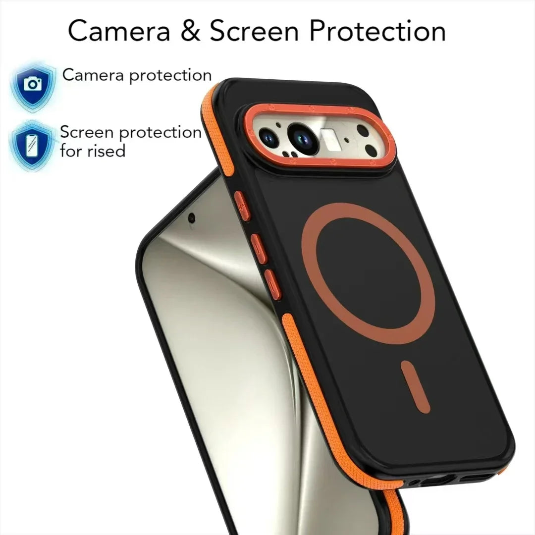 Luxury Transparent Magnetic Case for Google Pixel 9 Pro XL – Shockproof MagSafe Wireless Charging Cover