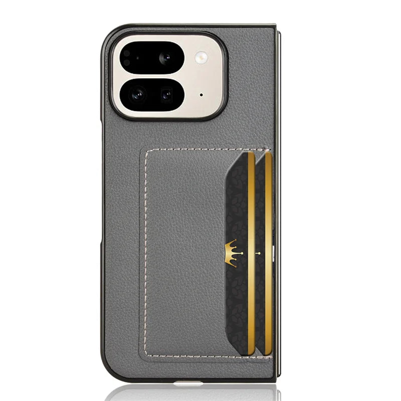 For Google Pixel 9 Pro Fold Case Luxury PU Leather Card Slots Hard Back Cover For Google Pixel 9 Pro Fold Phone Case