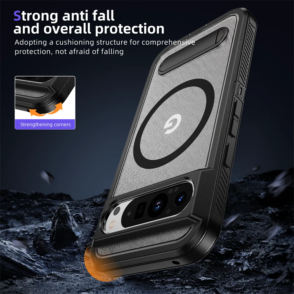 Luxury Magnetic Armor Stand Case for Google Pixel 9/8 Pro XL & 8A – Shockproof Military-Grade Protective Cover