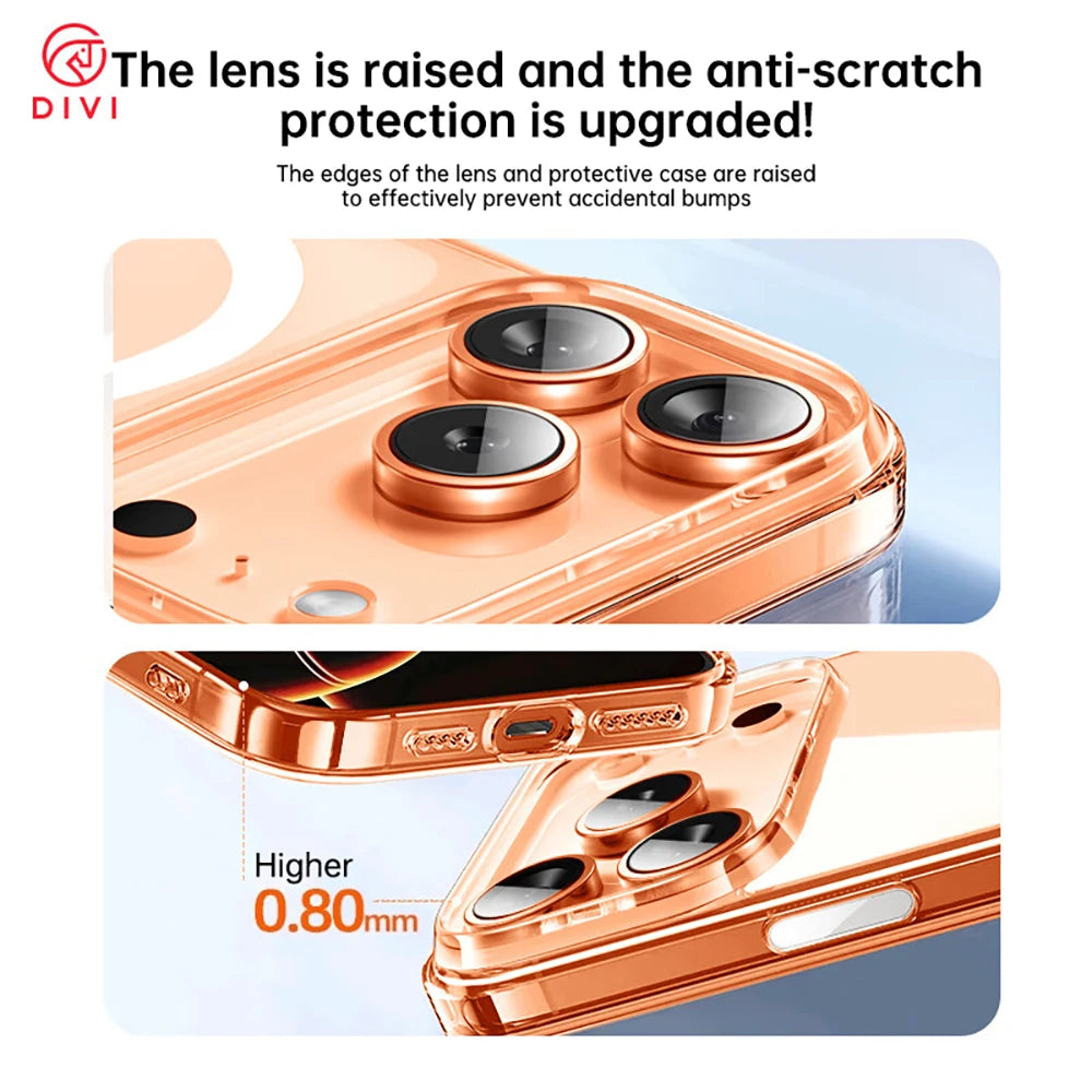 DIVI Magnetic Case for iPhone 17 Pro Max Slim Thin Wireless Charging Magnetic for Magsafe Case Clear Cover Anti-Yellowing