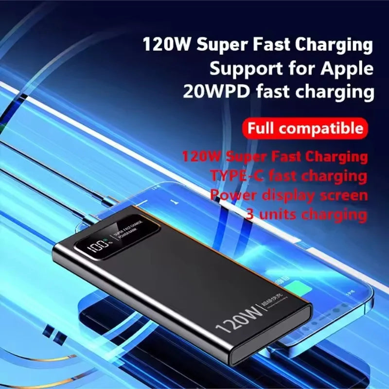 120W 20000mAh Portable Power Bank – Super Fast Charging High Capacity Mobile Charger for iPhone, Samsung, Huawei, Xiaomi