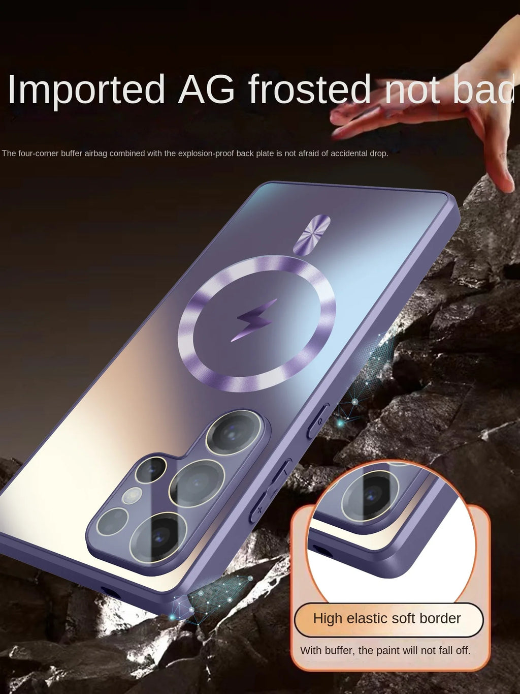 Ultra-Thin Matte Magnetic Case for Samsung Galaxy S25/S24/S23 Ultra & Plus – MagSafe Shockproof Cover with Glass Lens Protector