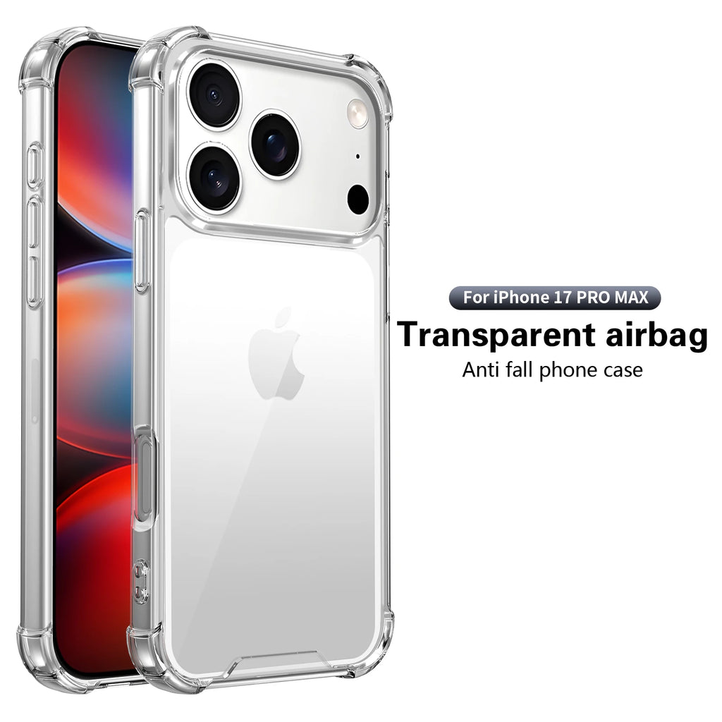 Luxury Transparent Anti-Shock iPhone Case – Compatible with iPhone 17, 16, 15, 14, 13, 12 & 11 (Air/Pro/Pro Max)