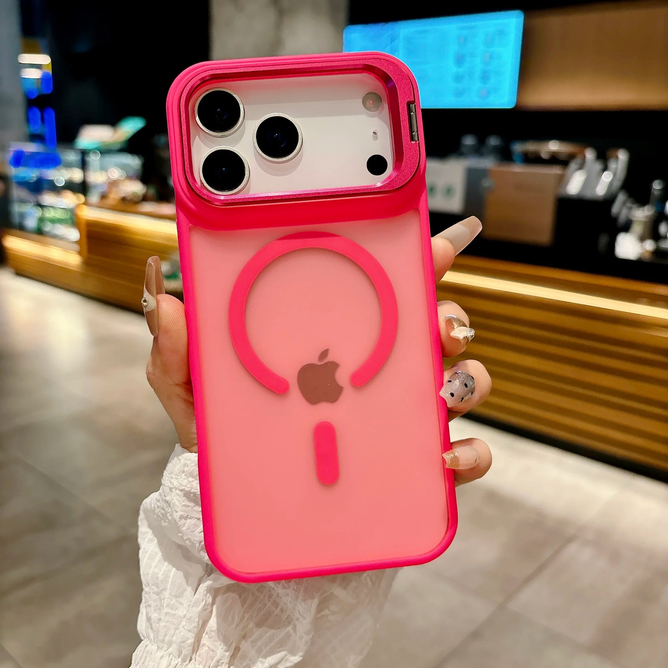 Frosted Matte Magnetic iPhone 17 Case – MagSafe Compatible with Metal Kickstand (17 / Pro / Pro Max / Air)