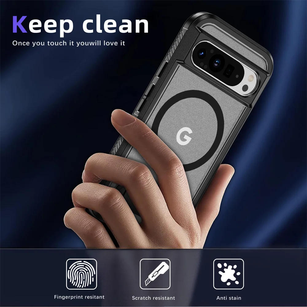 Luxury Magnetic Armor Stand Case for Google Pixel 9/8 Pro XL & 8A – Shockproof Military-Grade Protective Cover