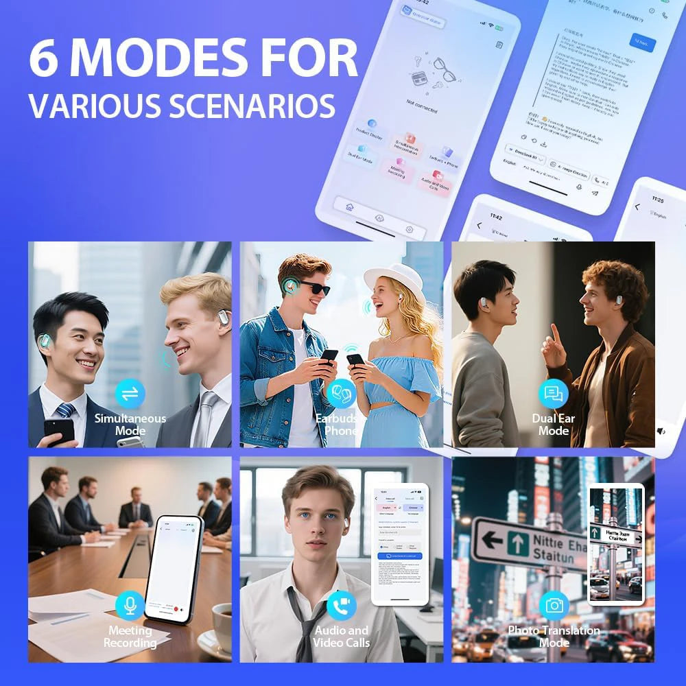 UYUXIO AI Translation Earbuds with LCD Touch – Real-Time 144 Language Translator Wireless Open-Ear Headphones for Travel & Business