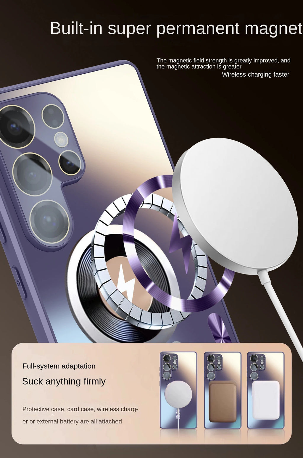 Ultra-Thin Matte Magnetic Case for Samsung Galaxy S25/S24/S23 Ultra & Plus – MagSafe Shockproof Cover with Glass Lens Protector