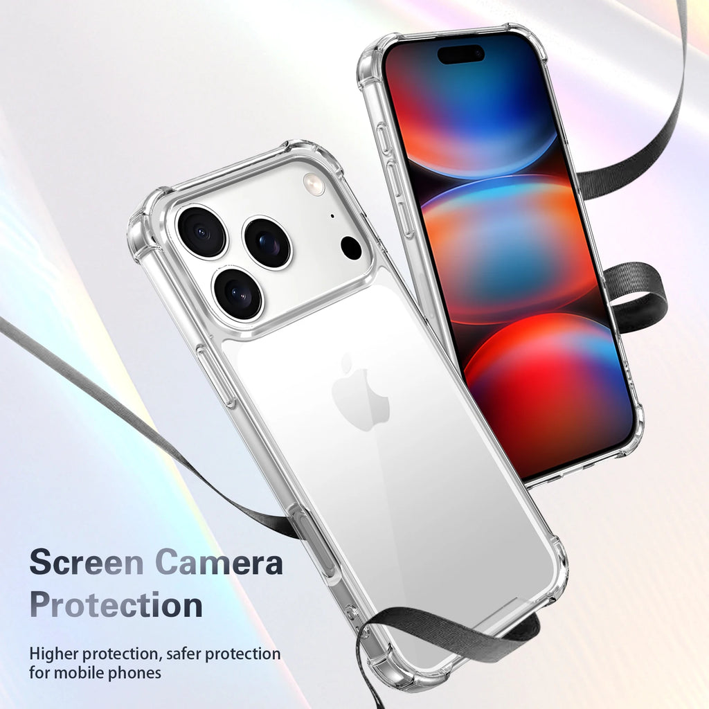 Luxury Transparent Anti-Shock iPhone Case – Compatible with iPhone 17, 16, 15, 14, 13, 12 & 11 (Air/Pro/Pro Max)