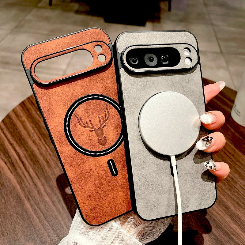 Vintage PU Leather Magnetic Case for Google Pixel 10/9/8/7 Pro XL & A-Series – Magsafe Wireless Charging Cover
