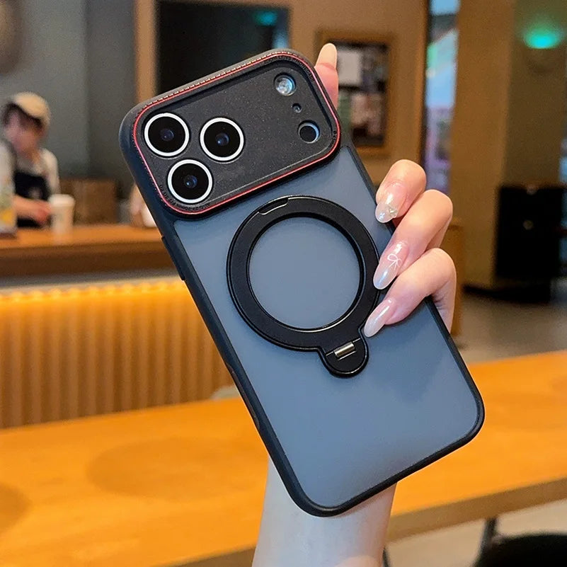 For IPhone 17 16 15 Pro Max AIR Case Luxury Ultra-thin Skin-Friendly Metal Magnetic Ring Holder Shockproof Protection Hard Case