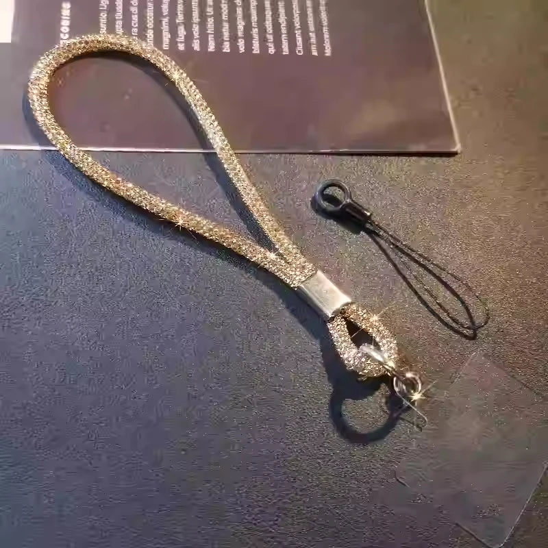 INS Glitter Phone Lanyard – Crystal Wrist Strap Keychain, Anti-Loss Hanging Cord for iPhone & Samsung (Universal)