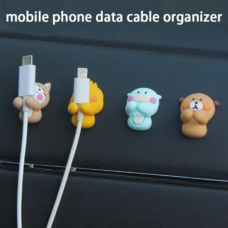 2-Pack Cartoon Cable Organizer Clips – Adhesive Cord Holder for Phone Chargers & Headphones