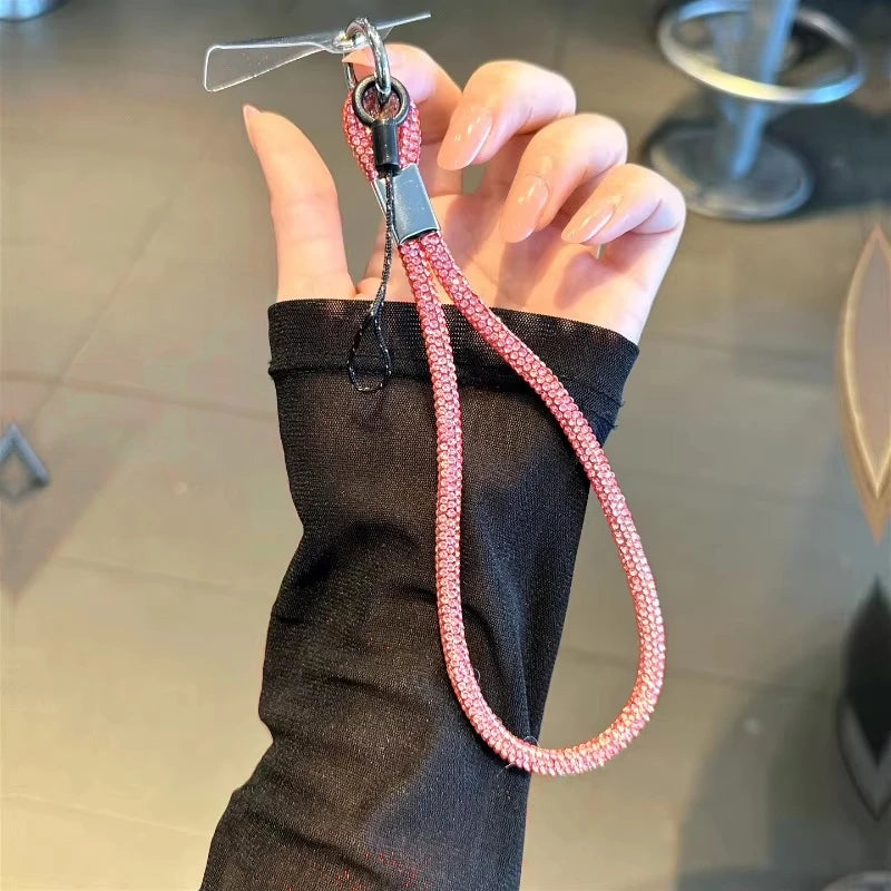 INS Glitter Phone Lanyard – Crystal Wrist Strap Keychain, Anti-Loss Hanging Cord for iPhone & Samsung (Universal)